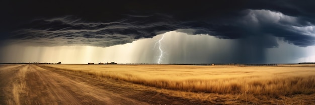暗い雲の空は雷の前 パノラマの背景 嵐の天のパノラマ 創造的なAI