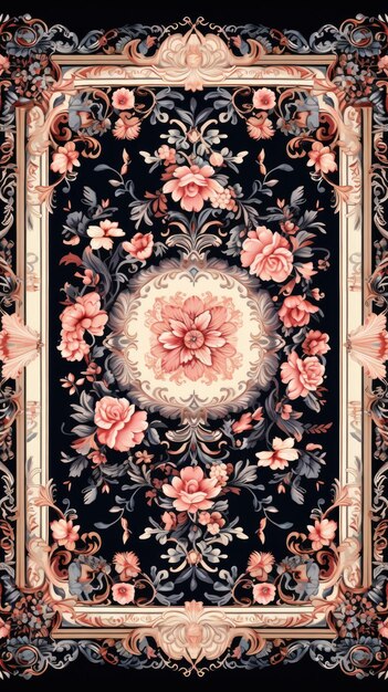 dark color flower prayer mat rug carpet ai