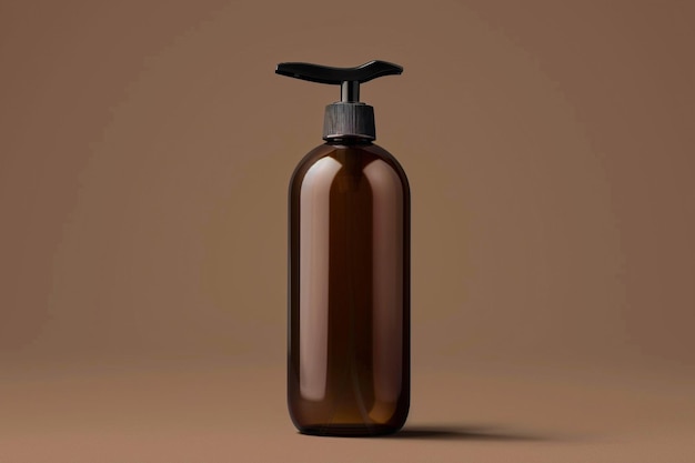 Photo dark color plastic small pump dispenser bottle mockup