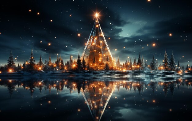 Premium AI Image | Dark creative color magic christmas tree illustration