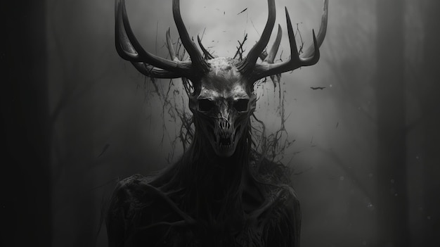 Photo dark and creepy 3d wallpapers of ghost deer skulls