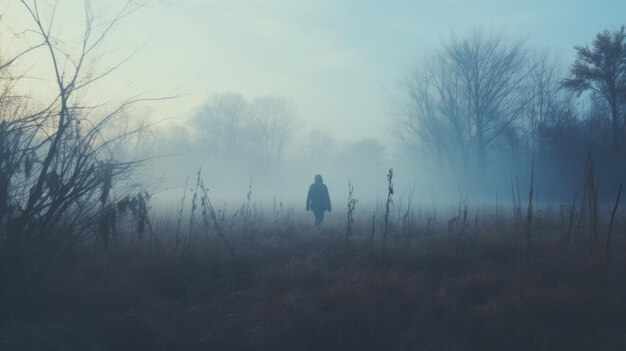 Photo dark cyan and amber atmospheric woodland imagery in 8k resolution