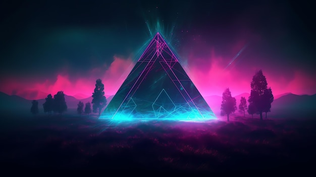 A dark, dark, and glowing pyramid with a dark background.