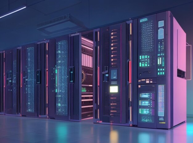 Foto dark data nexus-verbindingsnetwerk in servers in het datacentrum