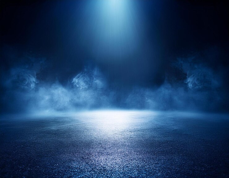 A dark empty street dark blue background an empty dark scene neon light spotlights The asphalt f