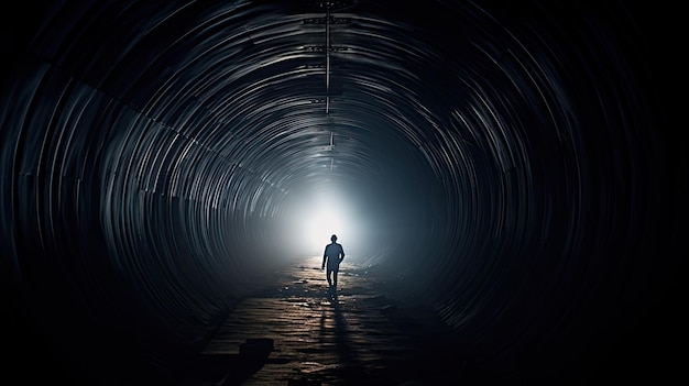 dark figure in a tunnel