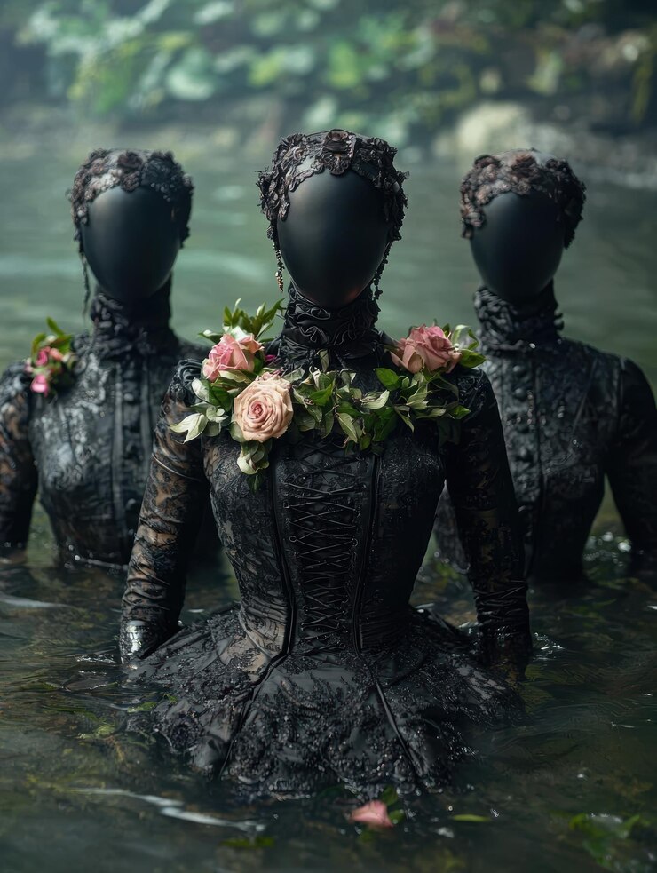 Photo dark floral fantasy fashion in nature