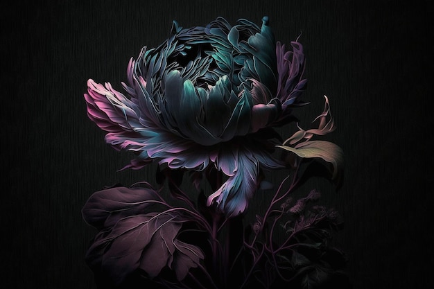 Dark flower beautiful color wallpaper ai generated art