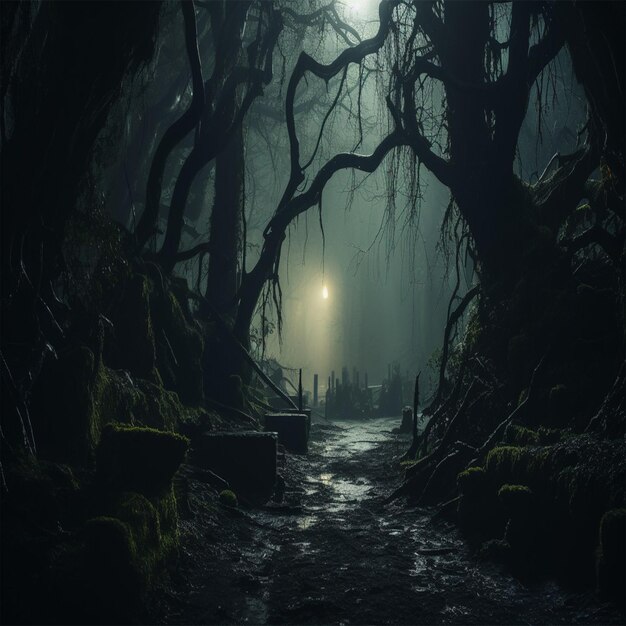 dark forest panorama fantasy landscape