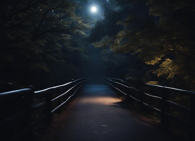 Photo a dark forest path