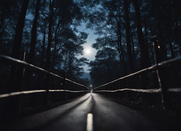 Photo a dark forest path