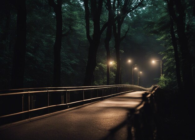 Photo a dark forest path