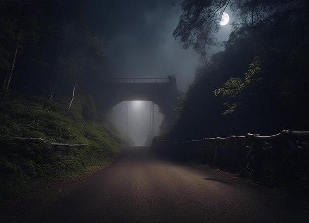 A dark forest path