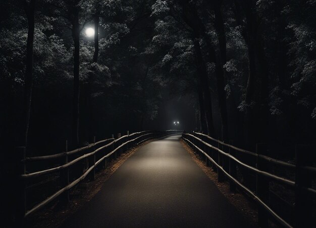 Photo a dark forest path