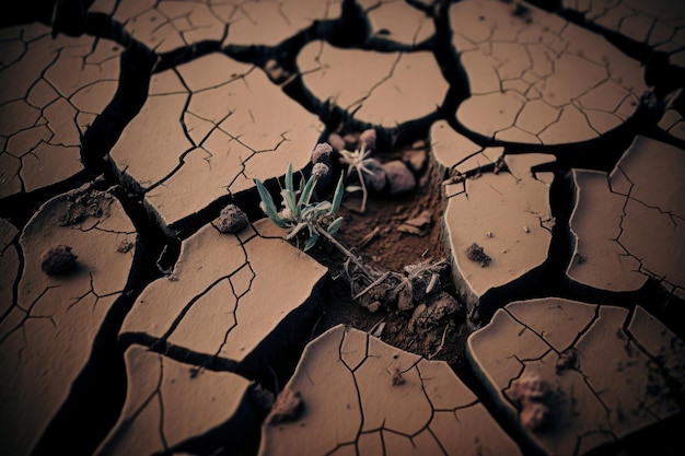 Scuro fractured ground background illustrazione ai generativo