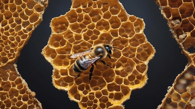 Dark frame with honeycombs old beehive for recycling