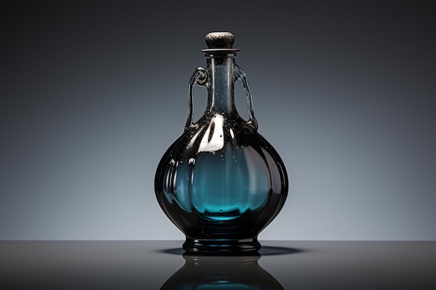 Бутылка из темного стекла с одной каплей жидкости