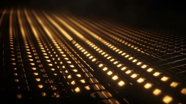 Dark gold stretch of LED lights futuristic technology background