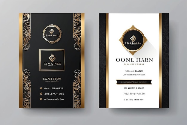 Photo dark gold and white vertical business card luxury editable template