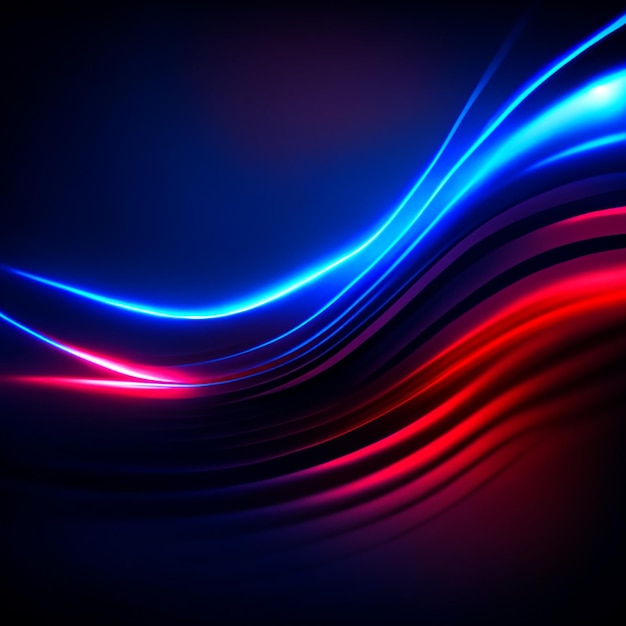 Photo dark gradient background with red and blue flowing wavy lines design wallpaper