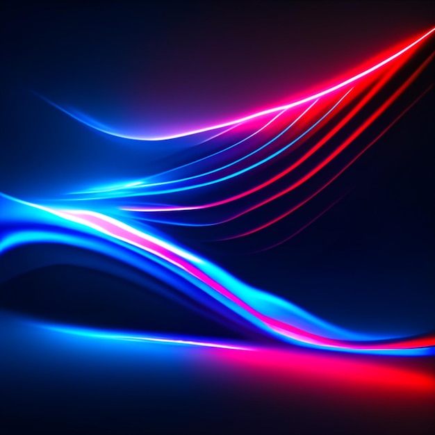 Dark gradient background with red and blue flowing wavy lines design wallpaper