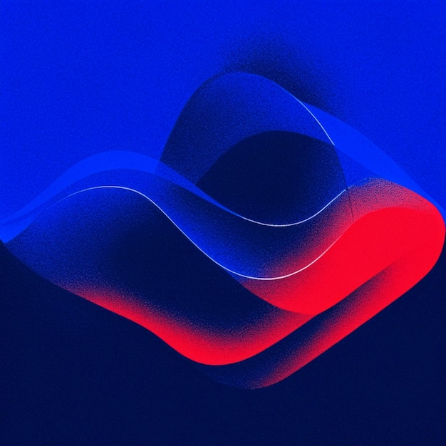 Dark gradient background with red and blue flowing wavy lines design wallpaper
