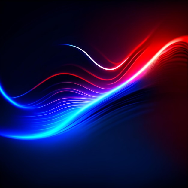 Photo dark gradient background with red and blue flowing wavy lines design wallpaper