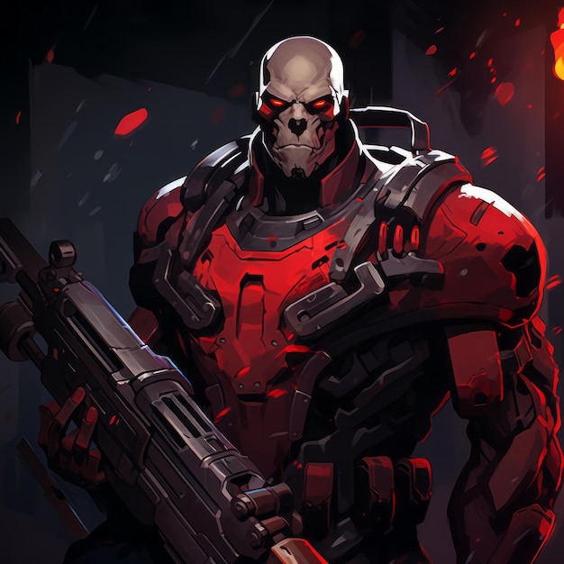 Dark Gray And Crimson A Mecha Anime Game With Skull Motifs