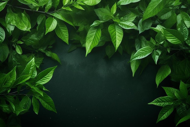 темно-зеленый фон с кучей зеленых листьев
