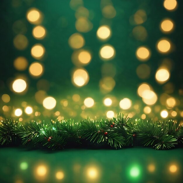 Dark green background with light rays and bokeh christmas and new year background