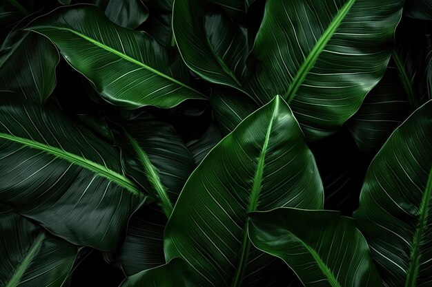 Dark green foliage and a tropical leaf texture create a natural background