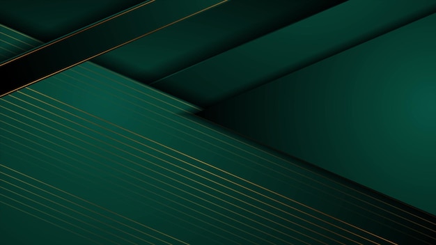 Dark green and golden abstract tech geometric design