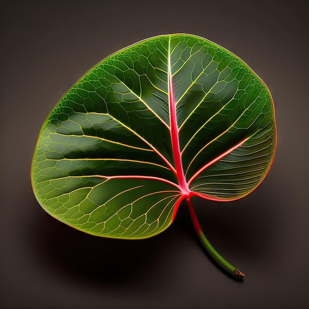 Dark green leaf of Philodendron red congo Rojo Congo the tropical foliage indoor houseplant isolat