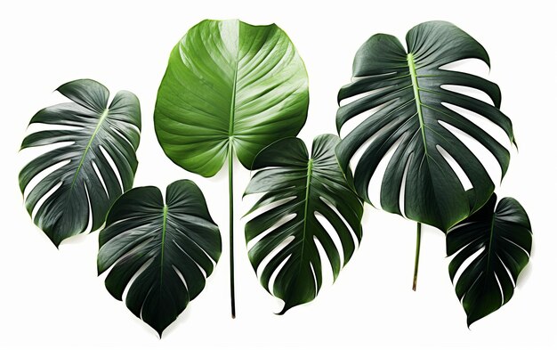 Dark green leaves of monstera