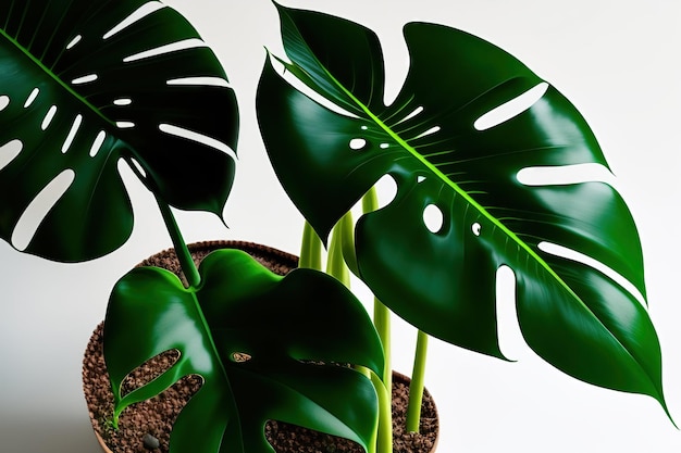 写真 モンステラ (monstera deliciosa) の緑色の葉は熱帯に生息しています