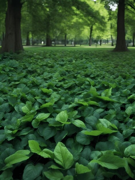 Dark green leaves in the park background image