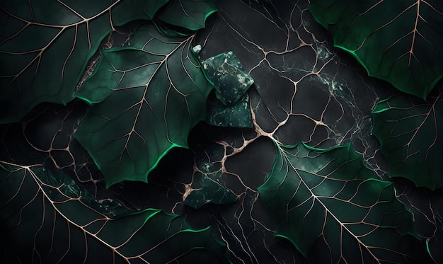 Темно-зеленый мраморный фон текстуры Generative AI