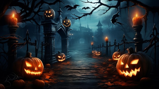 Dark Green Pumpkin Background Illustration