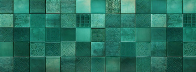 Photo dark green turquoise vintage retro geometric square mosaic