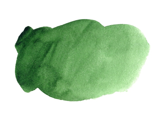 텍스트 또는 로고에 대 한 흰색 배경에 고립 된 브러시 텍스처에 짙은 녹색 수채화 아트 핸드 페인트