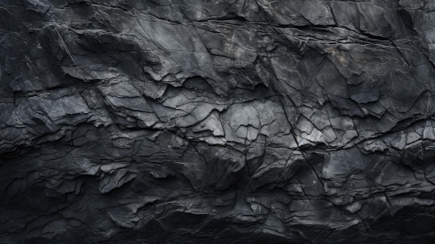 Photo dark grey and brown rock texture with cracks closeup rough mountain surface stone granite