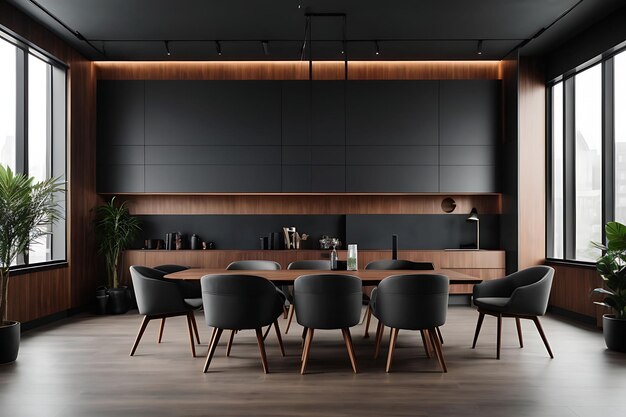 Dark grey discussion room