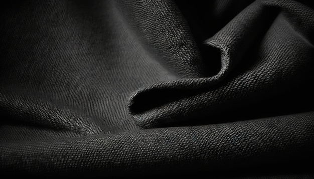 Dark grey fabric cloth texture for background crumpled cotton Generative AI