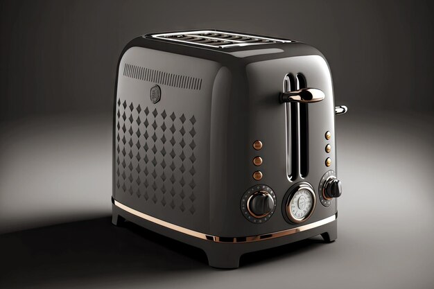 Dark grey toaster with metal grid for convenient breakfast