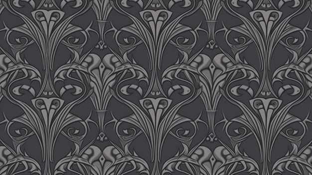 Photo a dark grey wallpaper with a floral design.