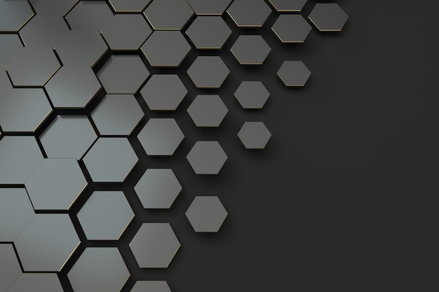 dark hexagon pattern background 3d rendering