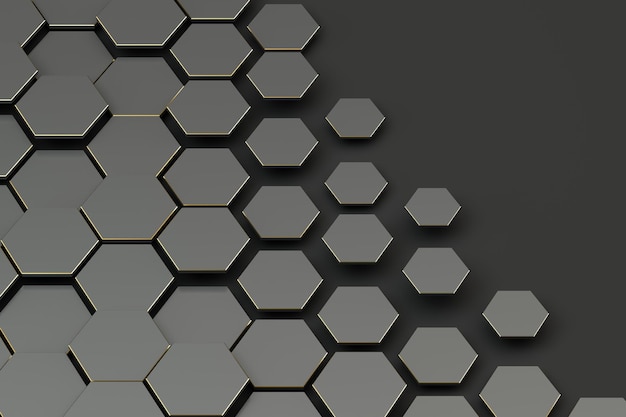 dark hexagon pattern background 3d rendering