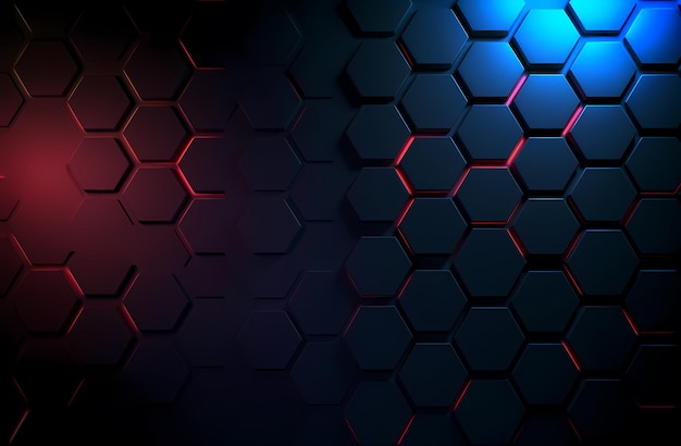 Photo dark hexagonal neon light background