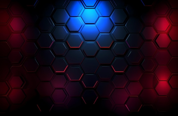 Dark hexagonal neon light background