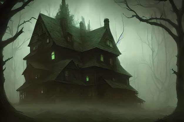 Dark horror house in the woods